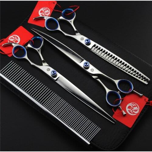 High Quality Professional Pet Dog grooming scissors 8.0" Straight & 8" Curved & 8.0" Thinning Scissors Shears+Comb+Bag
