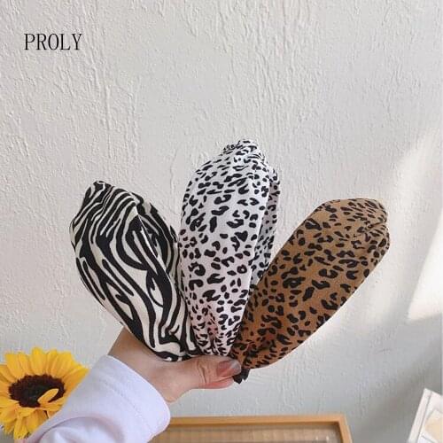 PROLY New Fashion Wide Side Women Headband Cross Knot Casual Leopard Hairband Soft Headwear Hair Accessories Wholesale