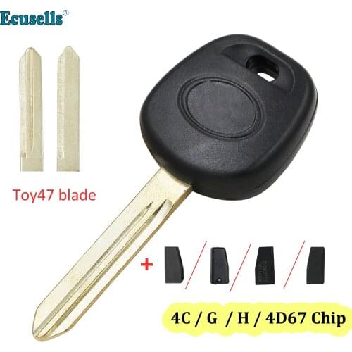 Transponder Ignition Blank Key shell for TOYOTA Corolla Camry 4Runner HiAce Highlander RAV4 with 4C/4D67/G/H chip Uncut TOY47