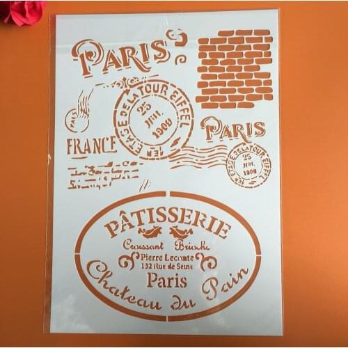A4 29 * 21cm Paris stamps DIY Stencils Wall Painting Scrapbook Coloring Embossing Album Decorative Paper Card Template