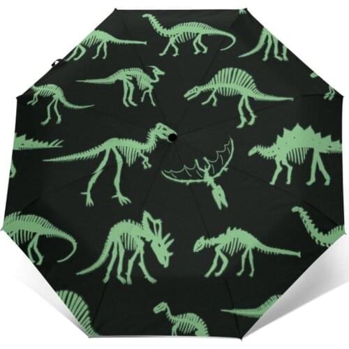 Dinosaur Bones Pattern Windproof Automatic Folding Inverted Umbrella Portable Paraguas for Man Woman