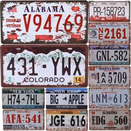 Vintage Decor Hawaii Metal Tin Signs Wall Art Painting Plate Seaside Bar Pub Club Plaque Beach Poster Washington New York C20