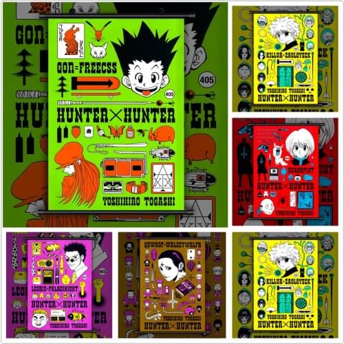 WTQ Hunter X Hunter Gon Freecss Killua Zoldyck Kurapika Leorio Chrollo Canvas Painting Anime Posters Wall Art Picture Home Deco