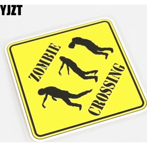 YJZT 15CM*15CM Comical Zombie Crossing PVC Car Window Sticker Decal 13-1135