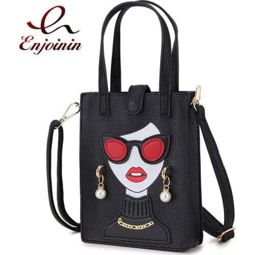 Fashion Pearl Earrings Sexy Woman Character Design Pu Young Girls Handbag Shoulder Bag Crossbody Bag for Women Female Purses