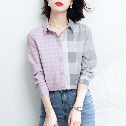 Women Shirt Plaid Female Oversize Blouse Long Sleeves Tops Cardigan Womens Blouse Blusas