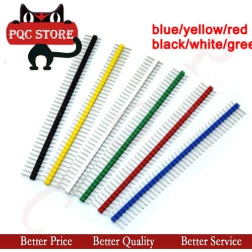 10pcs 1x40 Pin 2.54 Single inline row needle seat blue/yellow/red/black/white/green Round Header connector