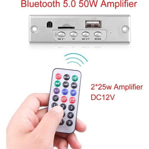 2*25W 50W amplifier MP3 Player Decoder Board 5V-18V Bluetooth 5.0 Car FM Radio Module Support TF USB AUX Handsfree Kit