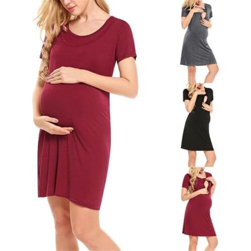 2020 New Summer Maternity Dress Women Short Sleeve Nightdress Cotton Pregnant Casual Clothes Summer Maternity Dress Robe Femme