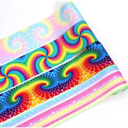 2y/lot 7.5cm Grosgrain Ribbon Vertigo Vortex Pattern Ribbons Satin for Gift Wrapping Handmade Hair Bows DIY Craft Supplies