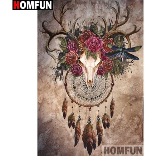 HOMFUN Full Square/Round Drill 5D DIY Diamond Painting "Flower sheep" Embroidery Cross Stitch 5D Home Decor Gift A15294