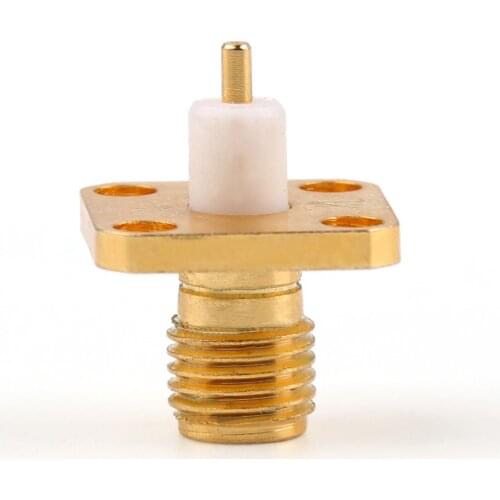 Artudatech 10Pcs Connector SMA Female Jack 4-hole 12.7mm Flange PTFE Solder Panel Mount Connector Parts