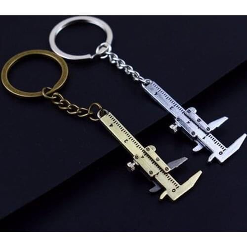 Fashion Vernier Caliper Keychain Portablemini Simulation Model Movable Vernier Caliper KeyChain Keyring Pendant Gift Jewelry