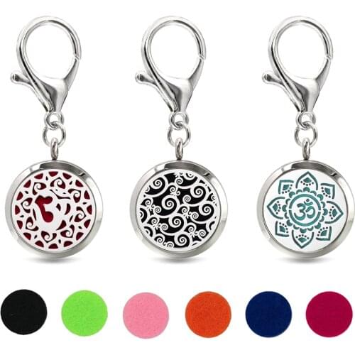 Wolf Zen Key Chain Essential Oil Perfume Diffuser 30mm Magnetic Locket with Lobster Clasp Key Ring 10pcs Pads Free
