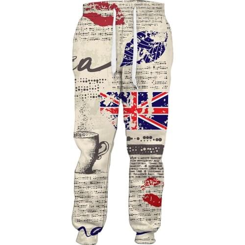 CLOOCL 3D Graphics Trousers Newspaper Print Elastic Pockets Jogging Pants Mens Unisex Harajuku Fashion Streetwear Men Clothing