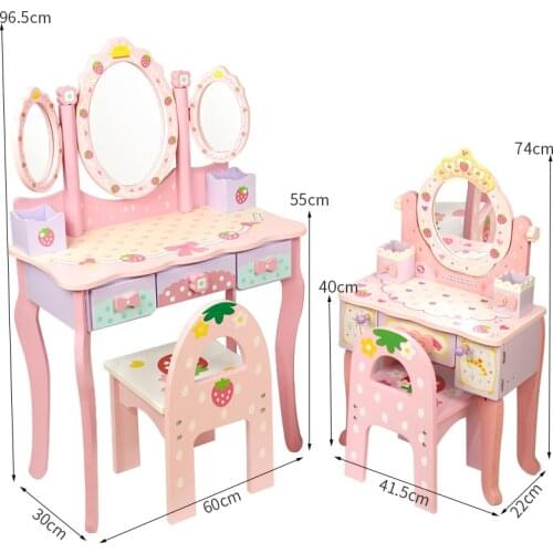 For 3-8years Girl Holiday Birthday Gift Princess Wooden Simulation Dressing Table girls Toys Kids makeup Child Pretend Play Toys