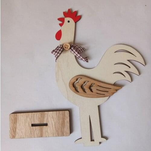 Wood ornament For Easter party Home table decor Cock Hen Cute Chicken Wooden chips deco DIY Easter decoration