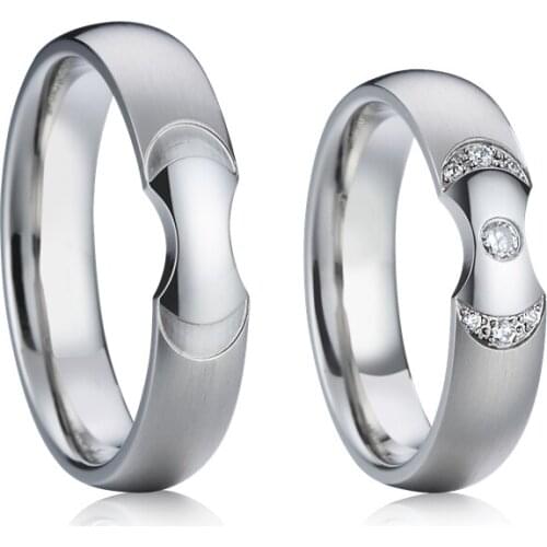 Friendship rings wedding band white Gold style 1 Pair Lovers Alliance custom titanium proposal promise rings for couples
