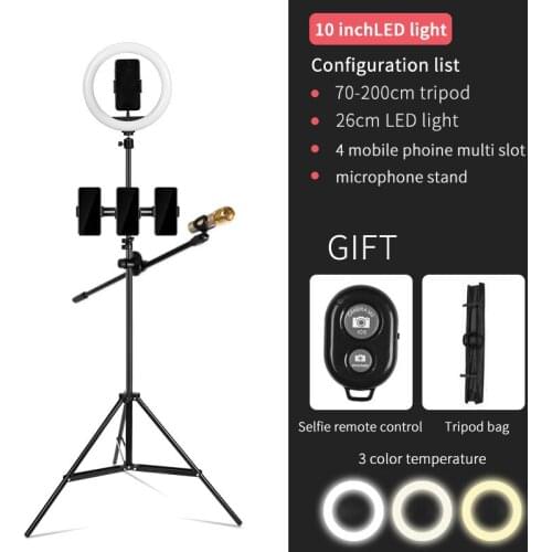 Selfie Ring Light with Cell Phone Holder for Live Stream and Makeup, LED Camera Light With Tripod for iPhone, Android Phone