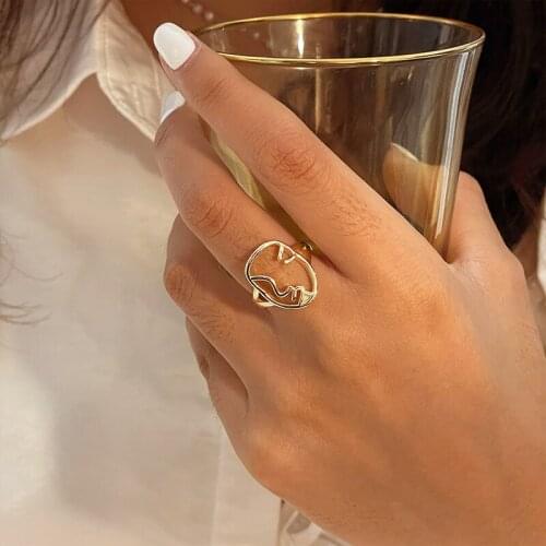 Trend Woman Rings Vintage Jewelry Hollow Adjustable Open Female Accessories Fine Simple Personality Punk Womens Ring