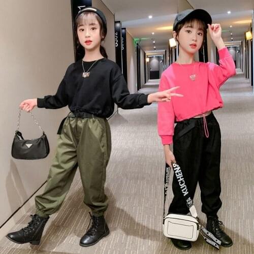 Girls Clothes Set 2021 Long Sleeve Baby 2 Colors Teenage Girl Tracksuit Tops Pants Sports Suits Childrens Clothing 3-14 Years