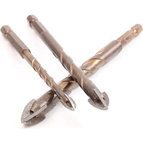 Cross Hex Tile Bits Glass Ceramic Concrete Hole Opener Alloy Triangle Drill Size 3/4/5/6/8/10/12 mm