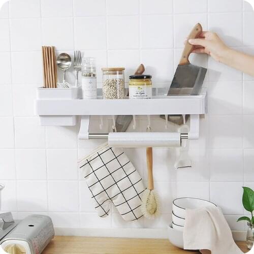Kitchen rack Non perforated multi-functional wall mounted storage rack seasoning rack kitchen utensils knife rest wx8110959