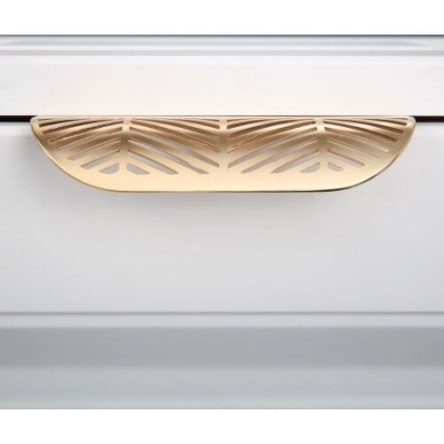 Leaf Shape Furniture Nordic Simple Handle Kitchen Cabinet Wardrobe Drawer Pull Knob Brass Door Handle Drawer Copper Handle