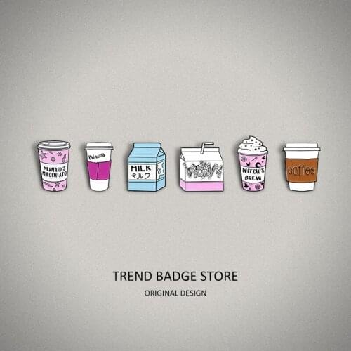 Creative Cute Drinks Cup Princess Milk Coffee Cup Witchs Brew Accessories Hat Badge Women Brooch Enamel Label Pins