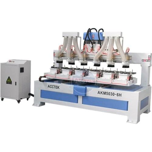 Multi Heads Wood Mdf Aluminum Cnc Drilling Machine AKM5030-6H for Wood Racket