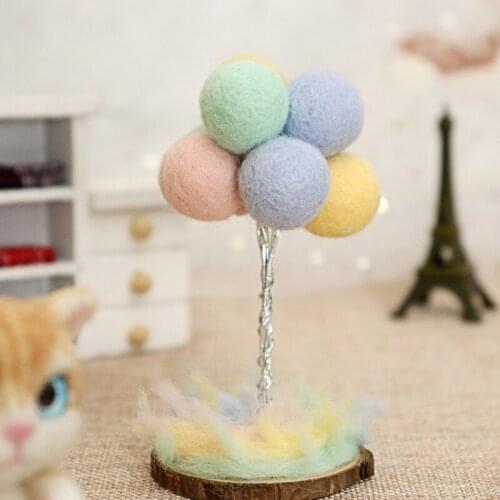 Non-Finished Felt Kit Wedding Love Balloon Wool Needle Felt Display Decoration Colorful Handmade Balloon Wool Kit Material DIY