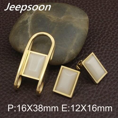 New Fashion Stainless Steel Jewelry Gold Color Crystal pendant and earring sets For Women Wholesale SGGFBABF
