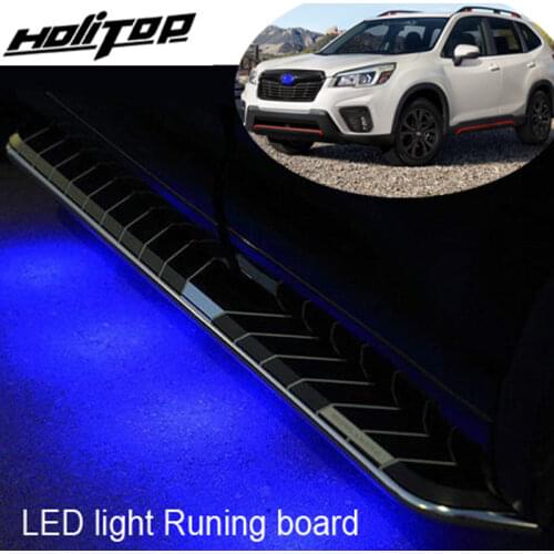 New arrival LED light running board side step bar for Subaru Forester 2013-2020, fashion new design,2 times aluminum thickness