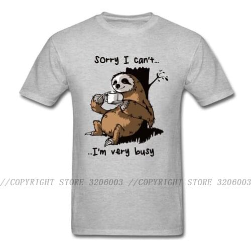 Very Busy Sloth T Shirt Mens Top T-shirts Funny Cartoon Tshirt Summer New Grey Tees Short Sleeve Cotton Clothes Plus Size