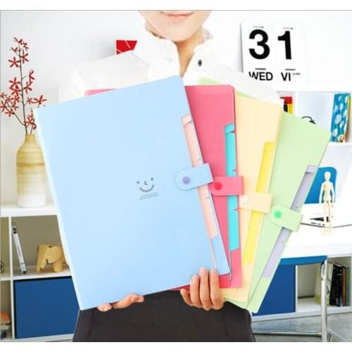 Document folder organizer expandable folders with 5 pockets A4 format snap closure plastic document bags