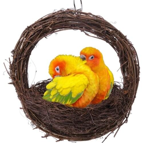 Bird Parrot Nest Hanging Handmade Rattan Bird Parrots Breeding Nest Egg Cage Accessories Birds Supplies C42