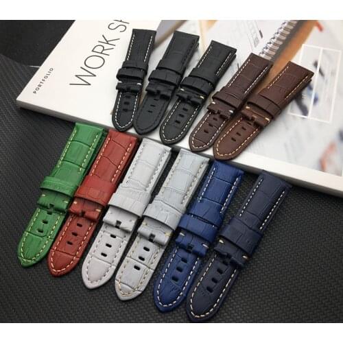Luxury Brand 22mm 24mm 26mm Black Brown Blue Green Italy Calf Leather Watchband for PAM441 for Panerai strap watch band