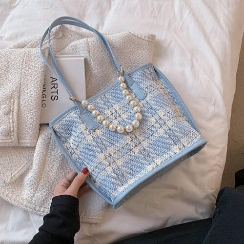 PU Leather Mini Women Luxury Designer Handbags Tote Bags 2021 Shoppers Wallets Fashion New Color Plaid Pearl Joker Shoulder Bags