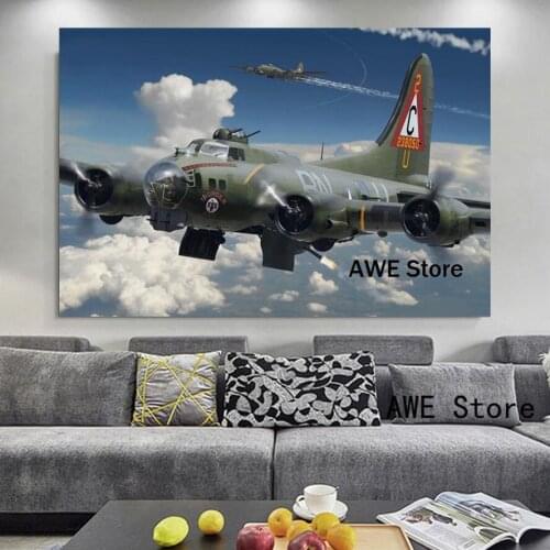 Aircraft airplane fighter military model boeing b 17 flying fortress room home wall modern art decor poster No Frame Canvas