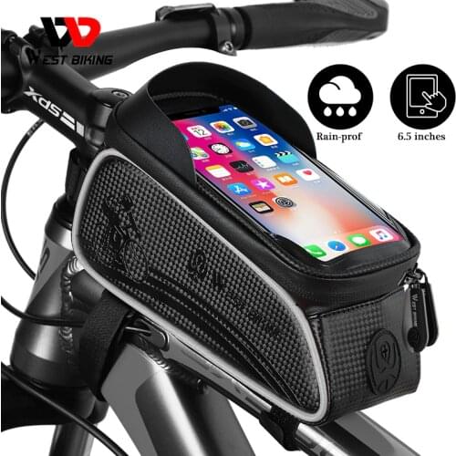 WEST BIKING Bicycle Bag Cycling Top Front Tube Frame Bag Waterproof 6.5 inches Phone Case Storage Touch Screen MTB Road Bike Bag