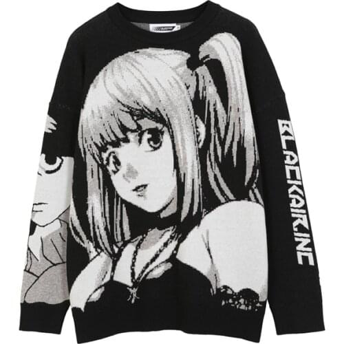 Anime Death Note Sweater Misa Amane Black Knitted Sweater Girls Streetwear Harajuku Loose Autumn Pullover Sweater For Men CS693