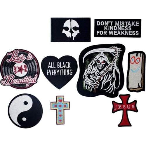 Dark Black Grave Cross Sew clothes Mending Clothes tab sign stamp to amend redo reform do over tailor on T-shirt dress apparel