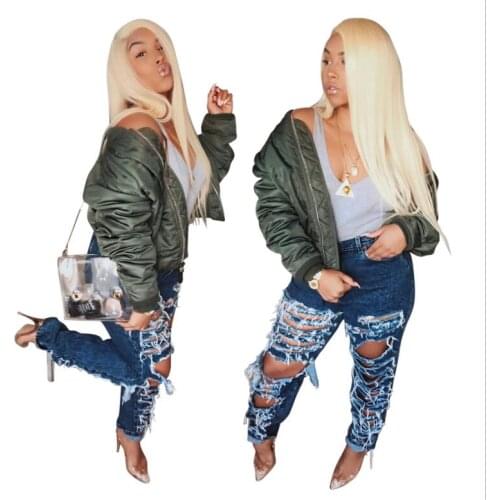 Dark blue women long pants sexy front hollow cut jeans pants female high waist sexy trousers hip pop africa style hole jeans