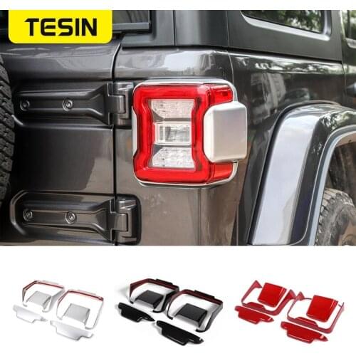TESIN Lamp Hoods Car Taillight Decorative Frame Cover Stickers Fit For Jeep Wrangler JL 2018 Up ABS Car Accessories Styling