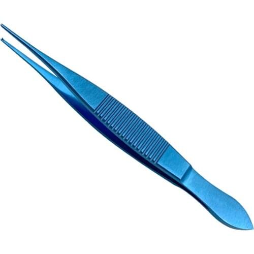 Titanium Tying forceps straight teeth 100mm long ophthalmic tweezers with teeth eye instrument
