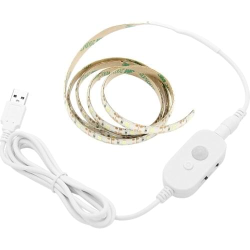 5M 4M 3M 2M 1M USB LED Strip Light PIR Motion Sensor Tape Waterproof Under Cabinet Night Lamp For Kitchen Closet Wardrobe Stairs