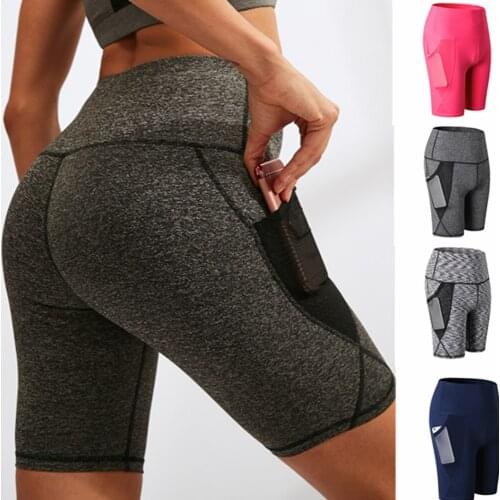 Women Summer Running Yoga Shorts High Waist Energy Seamless Sport Shorts Gym Shorts Fitness Sports Leggings With Pocket