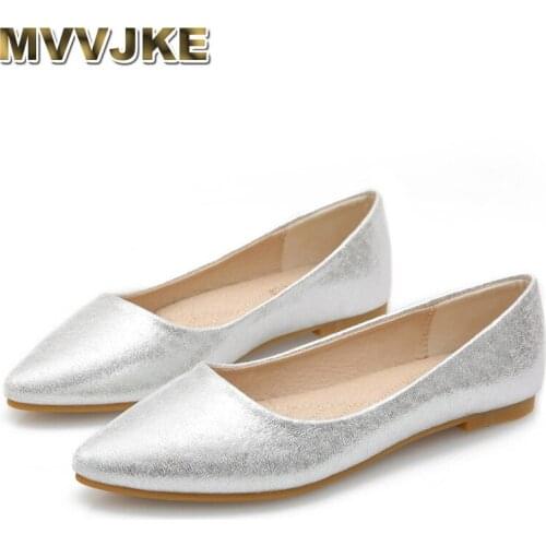MVVJKE2019 new women shoes ballerinas fashion pointed loafers shallow casual slip-on ladies shoes high quality big size 33-43