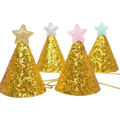 Gold Glitter Shiny Top Hats Adult Kids Mini Cone Hats Birthday Party Cap Wedding Celebration Party Decoration Photo Prop favors