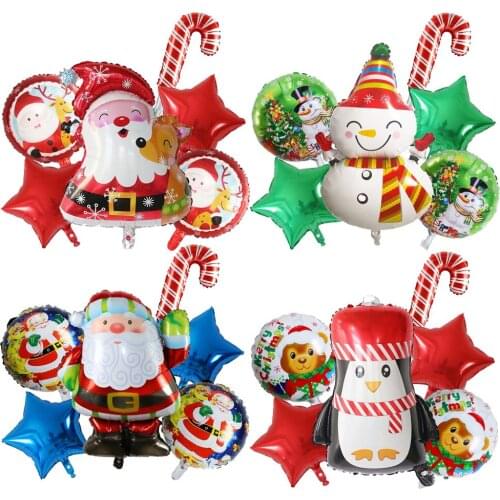 1Set Navidad Merry Christmas Foil Balloons Santa Claus Snowman Globos Xmas Deer Penguin air toys Christmas Decorations for Home
